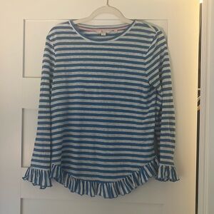 Boden Dorothy Linen Jersey Top in Moroccan Blue/Ivory